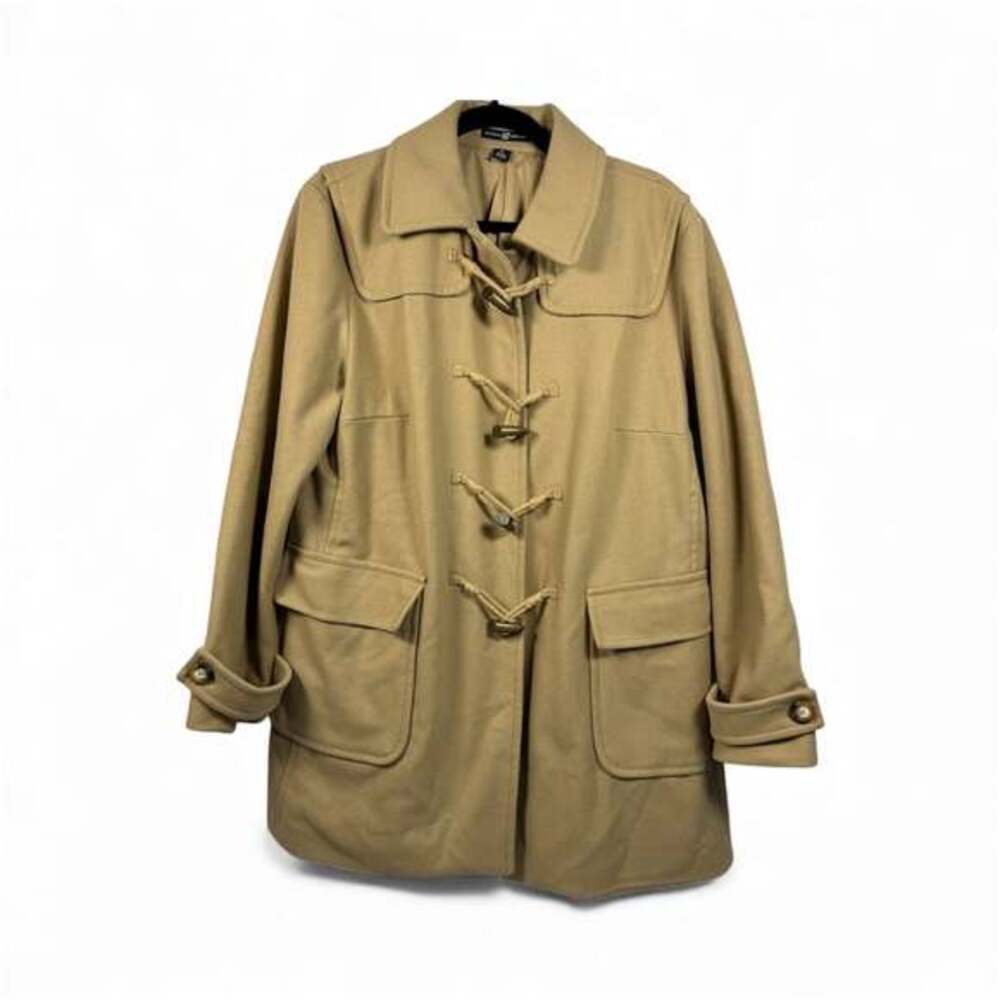 GAP Coat Women's XL Duffle Toggle Collared Pocket Strap Lined Wool Brown Tan